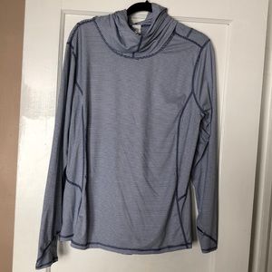 Danskin Blue Striped cowl neck hooded sweatshirt